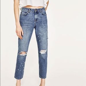 Zara: straight jeans with pearl detailing